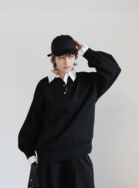 シャツカラードッキングニット