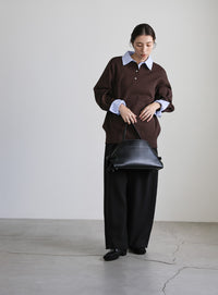 シャツカラードッキングニット