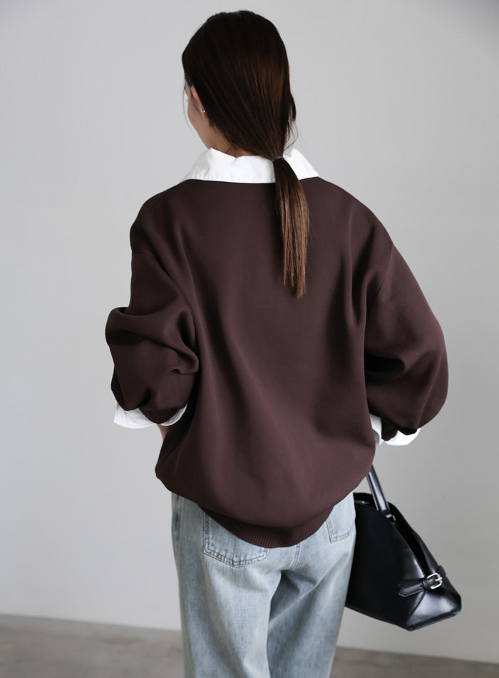 シャツカラードッキングニット