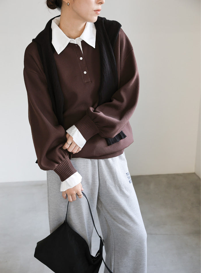 シャツカラードッキングニット