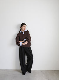 シャツカラードッキングニット