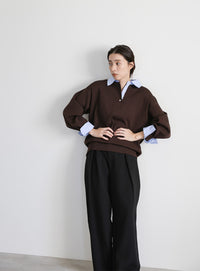 シャツカラードッキングニット