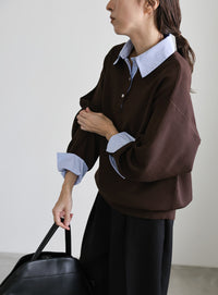 シャツカラードッキングニット