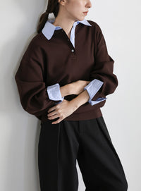 シャツカラードッキングニット