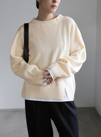 レイヤードライククルーネックニット
