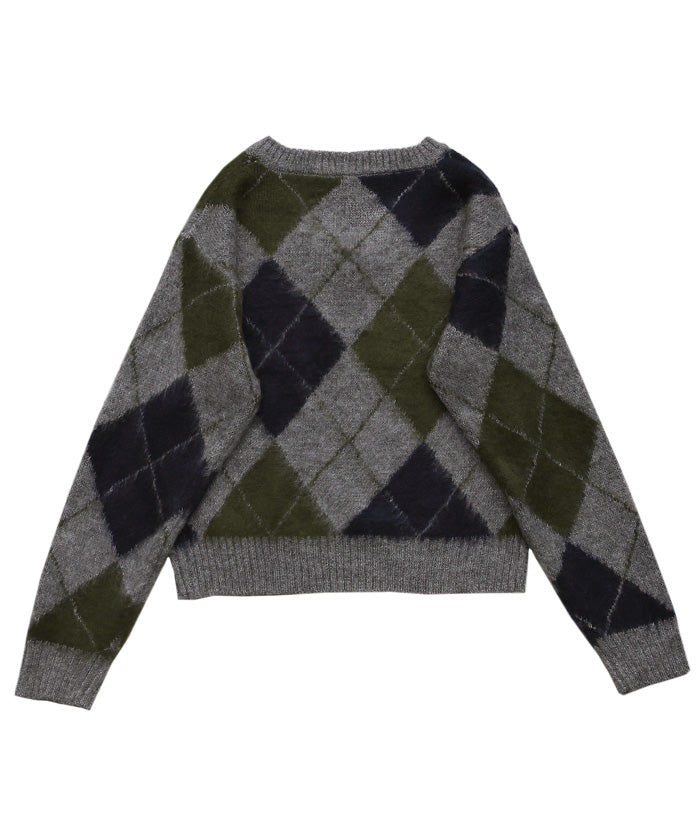 モヘアアーガイルVネックニット