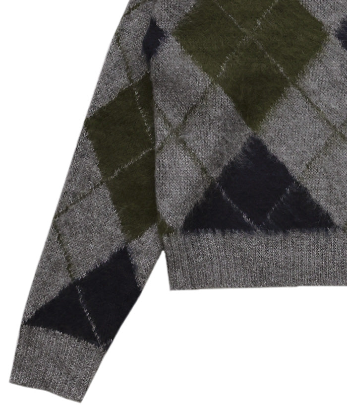 モヘアアーガイルVネックニット