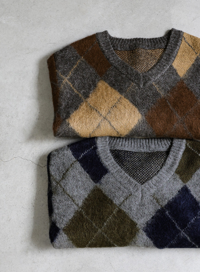 モヘアアーガイルVネックニット