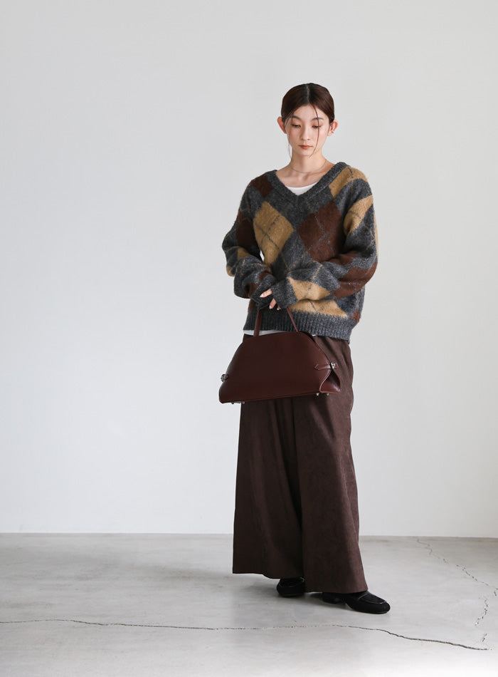 モヘアアーガイルVネックニット – SELECT MOCA