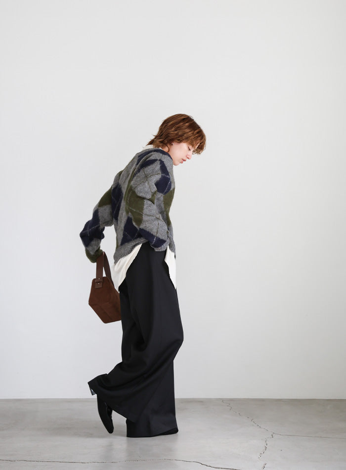 モヘアアーガイルVネックニット