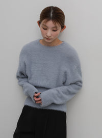 フェザーニットクルーネックトップス