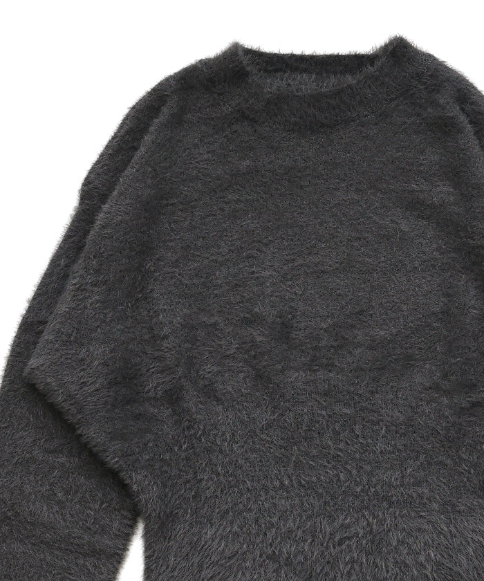 フェザーニットクルーネックトップス