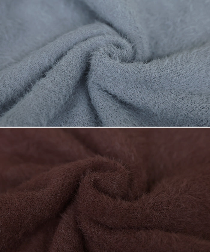 フェザーニットクルーネックトップス