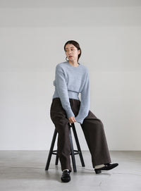 フェザーニットクルーネックトップス