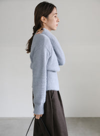 フェザーニットクルーネックトップス