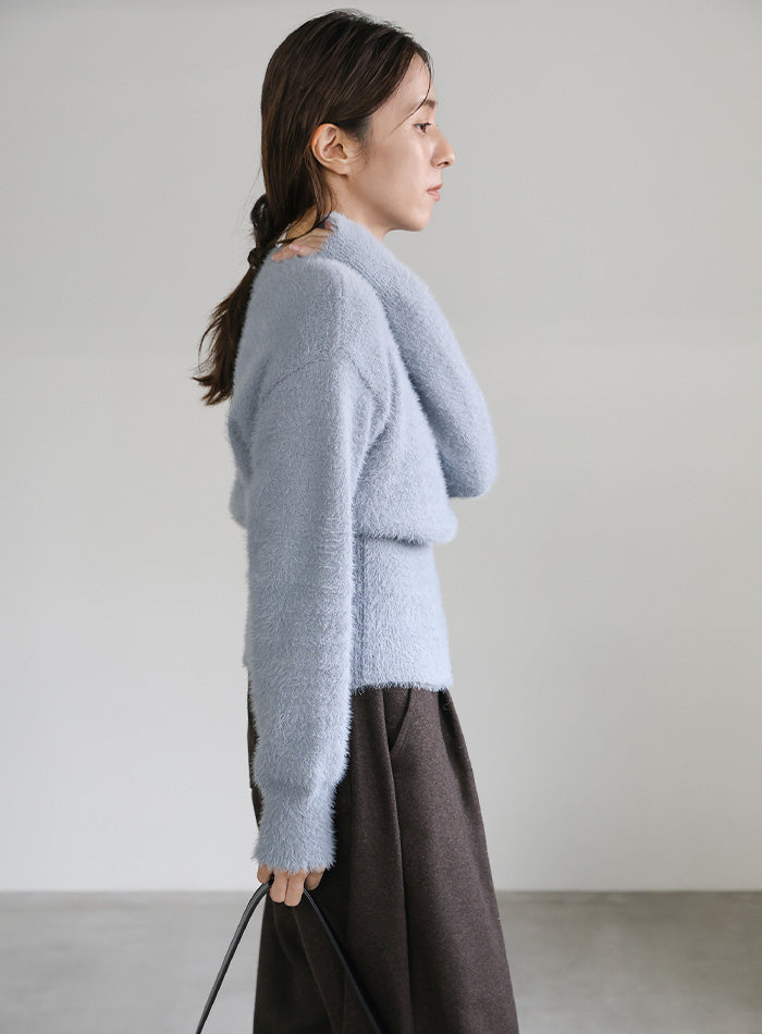 フェザーニットクルーネックトップス