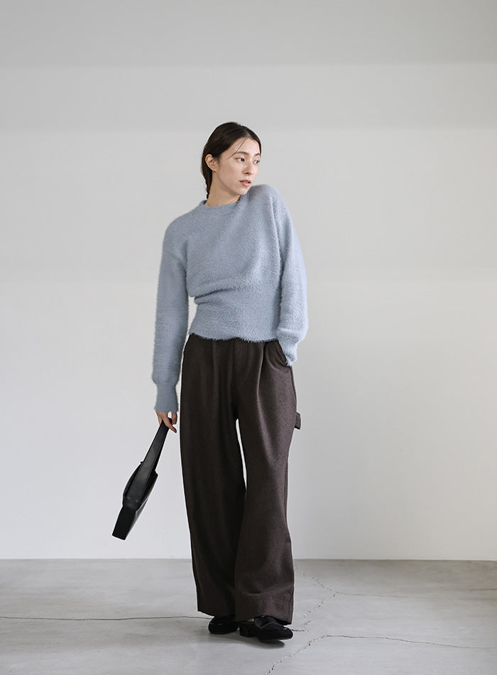 フェザーニットクルーネックトップス