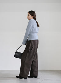 フェザーニットクルーネックトップス