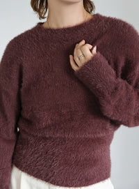 フェザーニットクルーネックトップス