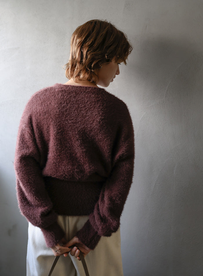 フェザーニットクルーネックトップス