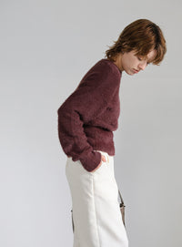 フェザーニットクルーネックトップス