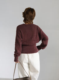 フェザーニットクルーネックトップス