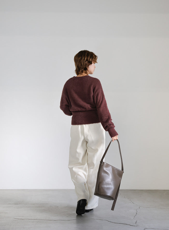 フェザーニットクルーネックトップス