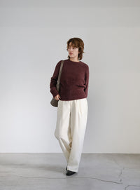 フェザーニットクルーネックトップス