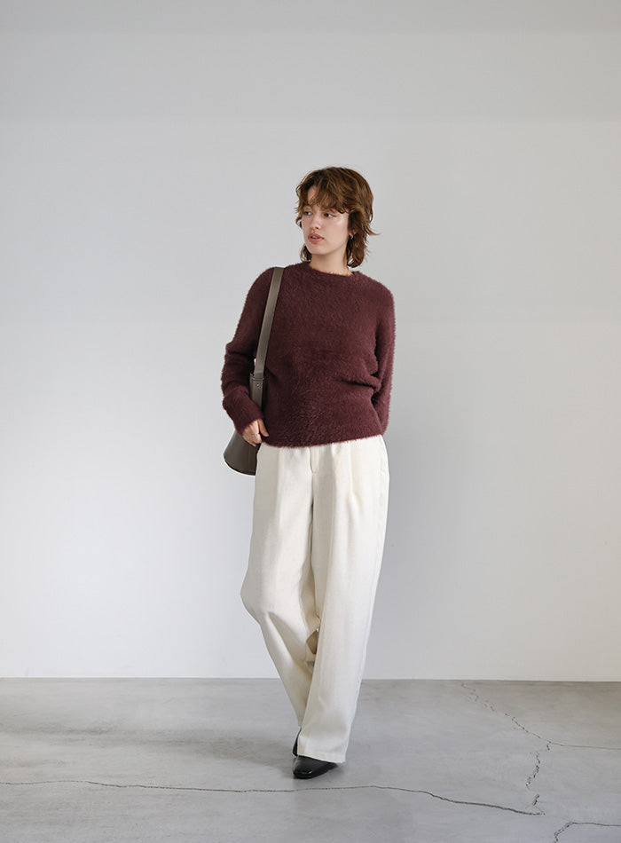 フェザーニットクルーネックトップス