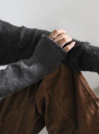 フェザーニットクルーネックトップス