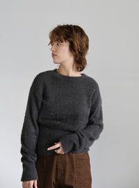 フェザーニットクルーネックトップス