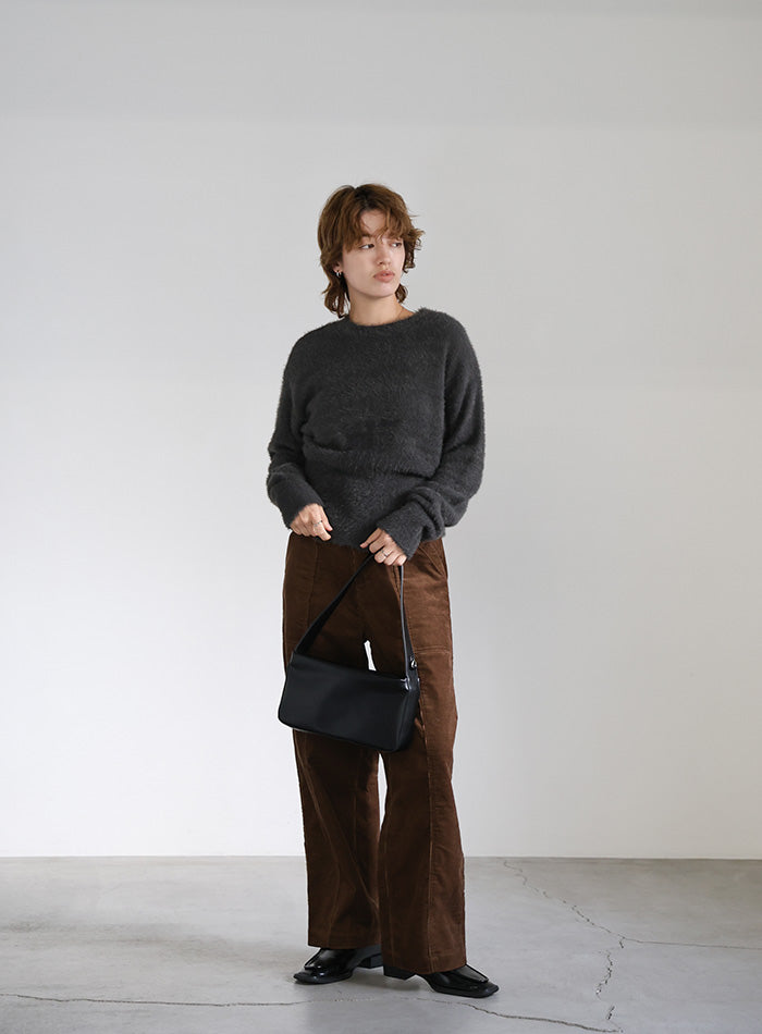 フェザーニットクルーネックトップス