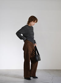 フェザーニットクルーネックトップス