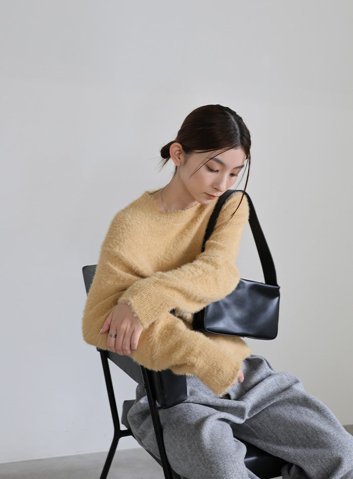 フェザーニットクルーネックトップス