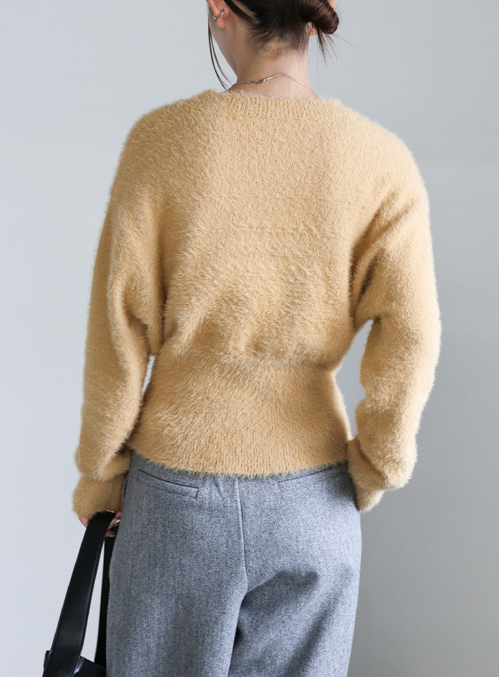 フェザーニットクルーネックトップス