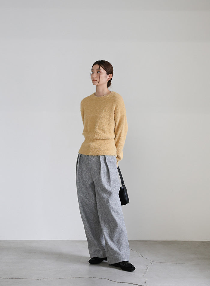 フェザーニットクルーネックトップス