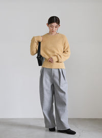 フェザーニットクルーネックトップス