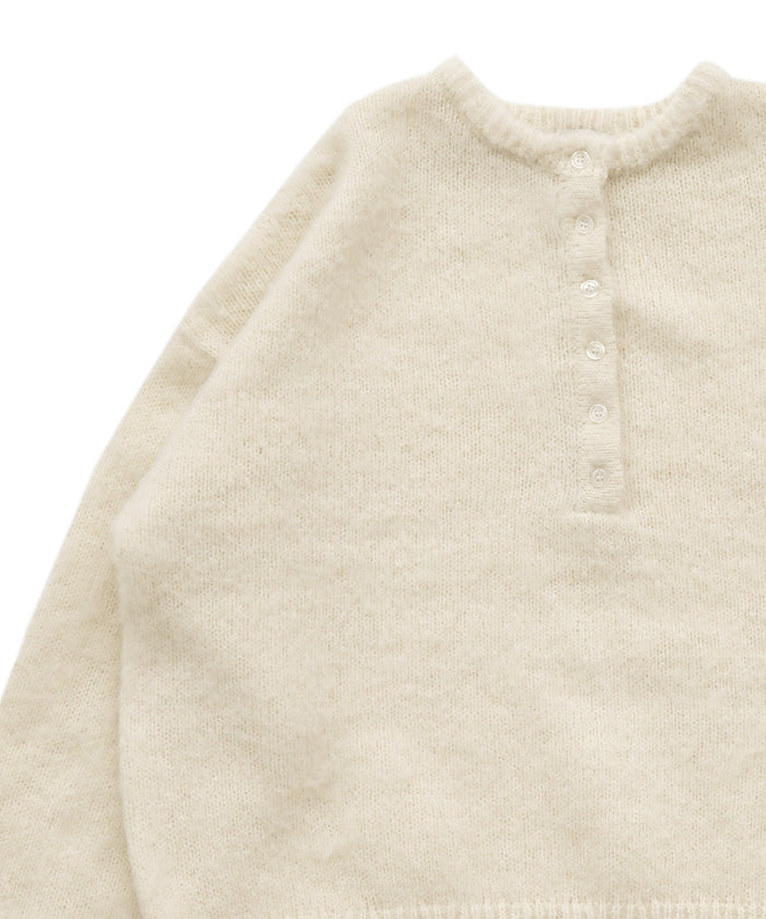 ウールタッチヘンリーネックオーバーニット