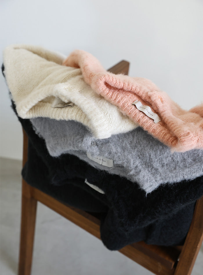 ウールタッチヘンリーネックオーバーニット