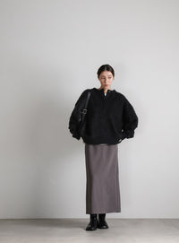 ウールタッチヘンリーネックオーバーニット