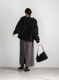 ウールタッチヘンリーネックオーバーニット