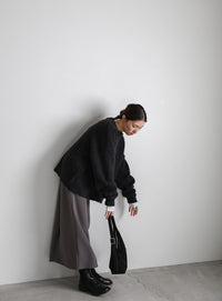 ウールタッチヘンリーネックオーバーニット