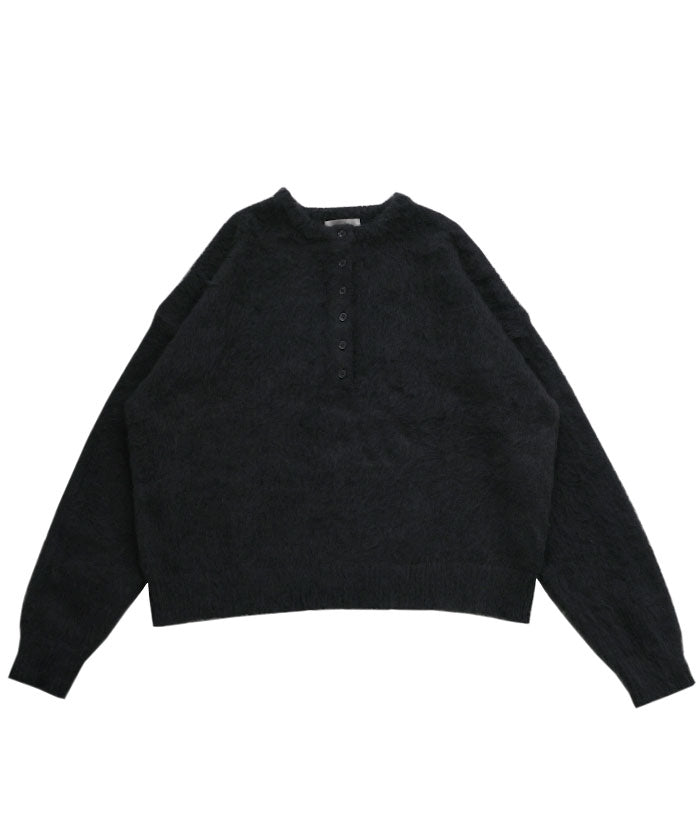 ウールタッチヘンリーネックオーバーニット