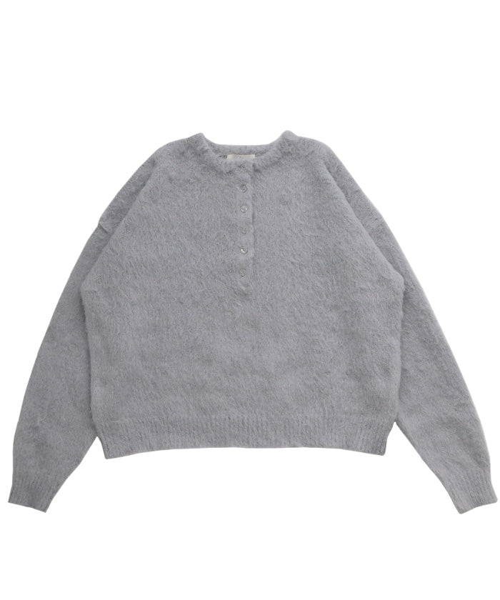 ウールタッチヘンリーネックオーバーニット