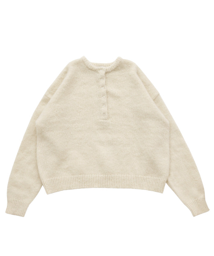 ウールタッチヘンリーネックオーバーニット