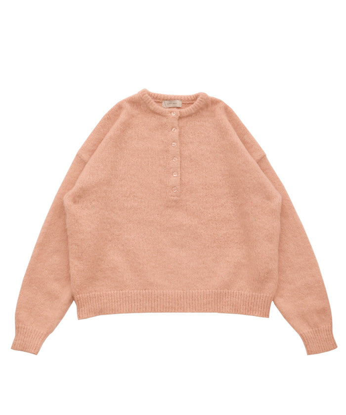 ウールタッチヘンリーネックオーバーニット