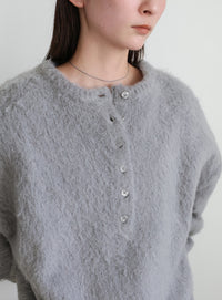 ウールタッチヘンリーネックオーバーニット