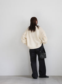 ウールタッチヘンリーネックオーバーニット