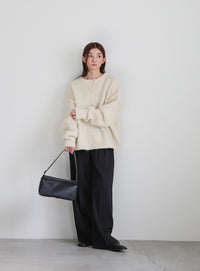 ウールタッチヘンリーネックオーバーニット