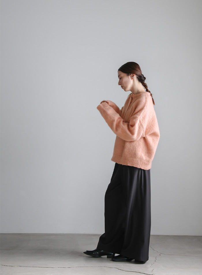 ウールタッチヘンリーネックオーバーニット